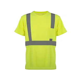 Kustom Visibilitas Tinggi Lengan Pendek Rajutan Kuning Penambangan Batubara Keselamatan Kerja Konstruksi Pakaian Kerja Reflektif Hi Vis FR T Shirt