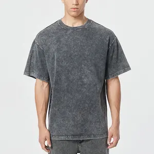 High quality acid wash custom logo printable logo polyester cotton fabric sweatshirt oversized men tshirt unisex