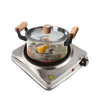 Brûleur infrarouge électrique portable 1200W avec plaque de cuisson en verre de 7,5 pouces, contrôle de température progressif, plaque chauffante simple pour comptoir