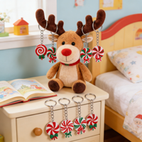 Porte-clés mousquetons en caoutchouc durable et étanche, thème bonbons de Noël à la menthe, personnalisables pour la promotion, les célébrations et les enfants