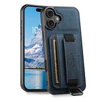Coque de téléphone SUTENI pour iPhone 18 Pro Max avec dragonne, anneau de fixation, porte-cartes et support, en similicuir texture litchi, compatible 17 16Plus 15 14 13