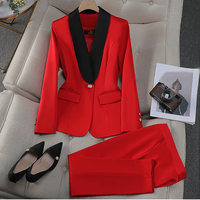 Robe de cérémonie pour femme, tailleur élégant pour affaires avec pantalon long anti-plis à col en V et boutons