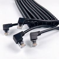 Câble Ethernet personnalisé à 8 cœurs en cuivre pur, avec connecteur RJ45 coudé à 90 degrés, câble réseau spiralé rétractable