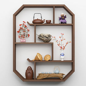 Étagère murale géométrique en bois véritable avec rangement pour la décoration du salon - Product Image 3