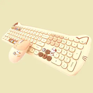 القط شكل كامل حجم لوحة مفاتيح للوسائط المتعددة و 3 D البصرية ماوس كومبو مجموعة مع لوحة الماوس