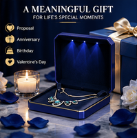 Boîte de rangement et de présentation de bijoux en plastique laqué, octogonale, faite à la main, avec 3 grandes LED, pour bagues, boucles d'oreilles et colliers