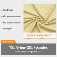 Lots en stock de tissus extensibles quadridirectionnels en élasthanne, polyamide, nylon et spandex, multicolores mats, pour vêtements de sport et de yoga.