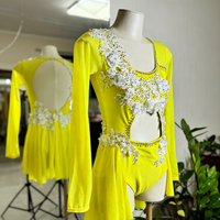 Robe de Danse Lyrique de Compétition Pole Dance Luxe Effet Scintillant Couleur Unie Personnalisable Costume de Danse Lyrique Ballet