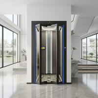 Cadre de porte en acier avec paroi en verre trempé, décoration intérieure avec éclairage LED au plafond, amélioration pour villa, maison, cabine d'ascenseur
