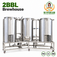 Équipement de brassage de bière artisanale 3 Vessel 2BBL 200L en acier inoxydable pour micro-brasserie et salle de brassage