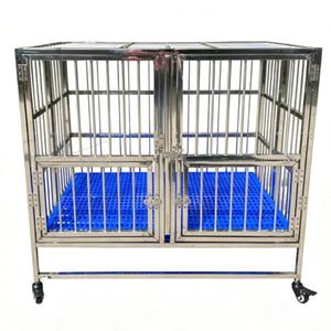 Jaula para perros de acero inoxidable de 42 pulgadas, caja de palés con bandeja de plástico con diseño de ensamblaje Modular fuerte de maíz redondeado - Product Image 1