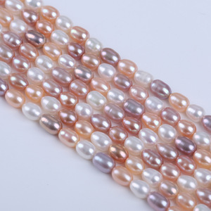 สร้อยคอมุกน้ำจืดสีขาวธรรมชาติ รูปทรงข้าว ขนาด 5.5-6 มม. ลูกปัดกึ่งสำเร็จรูป ไข่มุกขาวหลวม ขายส่งจากจูจี้ สำหรับงาน DIY - Product Image 1