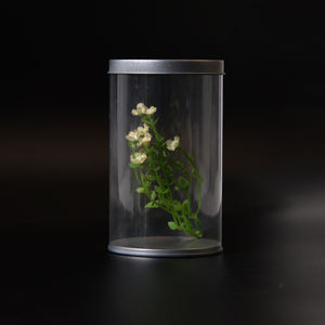 Custom Transparent Clear Plastic Window PVC <strong>PET</strong> Flower Box with Metal Tin Lid - Product Image 5