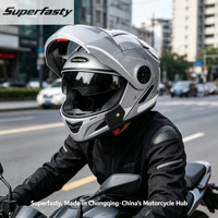 Nouveau casque de moto modulaire à libération rapide Superfasty Factory Direct DOT, ABS, rabattable, intégral, pour hommes, femmes, adultes, OEM