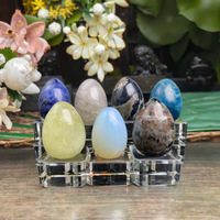 Huevos de Cristal Pulido de Alta Calidad al por Mayor, Cuarzo Rosa Azul, Citrino, Apatita, Ágata Volcánica, Huevos de 3 cm para Sanación y Decoración del Hogar