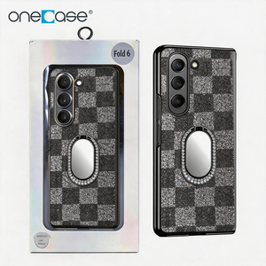 Coque de protection intégrale antichoc en cuir électroplaqué avec anneau support et paillettes, et protecteur d'écran pour Z Fold/Flip - Product Image 1