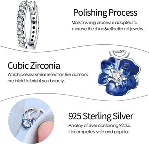 Pendientes Pequeños Colgantes <span class=keywords><strong>de</strong></span> Plata <span class=keywords><strong>de</strong></span> Ley S925 QIKAOLA para Mujer, con Piedras Naturales Coloridas, Diseño <span class=keywords><strong>de</strong></span> Mariposa, Flor, Corazón, Estrellas y Luna - Product Image 3