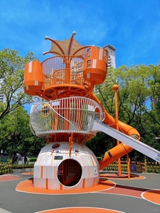 Attrezzature per Parco Giochi all'Aperto a Tema Spaziale Personalizzate, Sport e Ricreazione, Strutture in Metallo, Doppio Scivolo in Acciaio Inox a Forma di Razzo - Product Image 3