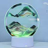 Nouvelle Lampe de Nuit Créative 3D à Effet Sable Mouvant, Design Moderne, Lampe de Table LED en Verre 7 Couleurs, Cadeau Commémoratif pour les Fêtes