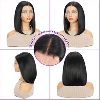 Peluca Bob sin pegamento, lista para usar, cabello humano, cierre de encaje 5x5, pre-arrancada, corte recto, color natural