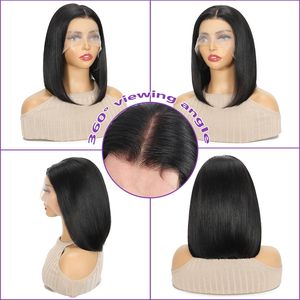 Perruque Bob sans colle, prête à porter, en <span class=keywords><strong>cheveux</strong></span> humains, <span class=keywords><strong>avec</strong></span> closure en dentelle 5x5, pré-épilée, coupe droite, couleur naturelle - Product Image 3