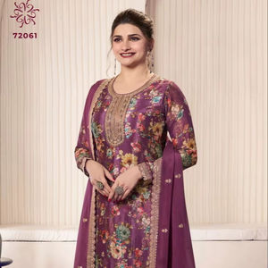 Heavy Chinon Silk con impresión digital con Emb Siquance Work Price Vestido con Dupatta Suit Wedding Partywear India Producto a granel - Product Image 1