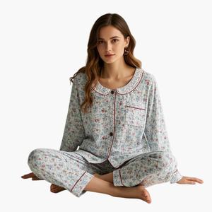Ropa de Dormir Personalizada para Mujer, Pijamas de Algodón de Longitud Completa, Conjuntos de Pijamas de Invierno para Mujer, Ropa de Estar de Bambú, Conjuntos para Mujer - Product Image 4