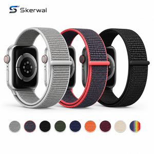 Bracelet en nylon tissé respirant pour Apple Watch Series 38 40 41 42 44 45 46 49 mm, sangle de remplacement sportive réglable et souple - Product Image 1