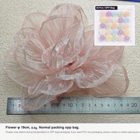 Bunga Organza Mawar Peony 19cm Buatan Tangan dengan Tepi Terbakar untuk Perhiasan, Rok, Bros, Pakaian, Hiasan Kepala, Sepatu, Dekorasi