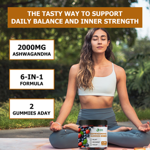 High Grade 2000mg Ashwagnadha Gummies Support Relaxation Boost Focus Gummy Candy Nutrition <b>Supplement</b> with Vitamin D3 - Product Image 3