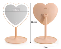 Miroir de maquillage de haute qualité avec logo personnalisé Smart Touch HD en forme de coeur miroir de maquillage éclairé avec base pour le voyage