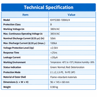 Parafoudre 100kA 4P 385V AC T1/T2 haute capacité sur rail DIN pour systèmes de distribution électrique IEC