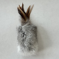 Jouet pour chat en vraie fourrure de lapin avec plumes couineuses, couleur personnalisable, jouet interactif pour animaux de compagnie, jouets à mâcher pour animaux, jouets interactifs pour animaux en mouvement