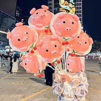 Ballons ronds en TPU, ballons à bulles de dessin animé, 20 pouces, transparents, lumineux, ballons Bobo avec lumières LED, bâton décoratif