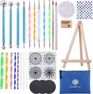 Mandala punteggiatura strumenti Kit di pittura-Rock Dot Paint stencil Set di strumenti Art Craft Supplies Kit con vassoio pennello cerniera impermeabile