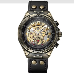 Reloj Mecánico Automático de Moda para Hombre, de Cuero, Cómodo, con Doble Esfera Hueca y Puntero Luminoso - Product Image 1