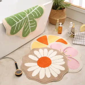 Soft Floor Mats Small Fresh Flowers Rugs Home Entrance Carpet Bedroom Toilet Bathroom Door Absorbent Non-Slip Foot Pad