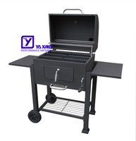 Barbecue au charbon de bois sur chariot, rôtissoire, grand barbecue au charbon de bois carré, barbecue multifonctionnel de jardin