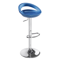 Tabouret de bar pivotant et réglable en hauteur, avec structure métallique moderne et simple et assise en plastique, pour usage commercial extérieur et bar à vin.