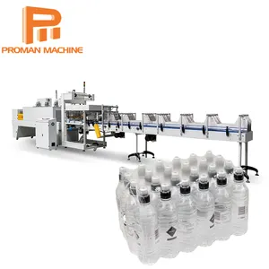 Automatic high speed linear type pe film shrink sleeve wrapping packing machine for bottled water drink production line