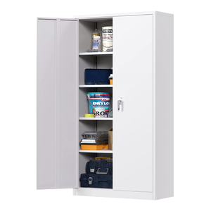 خزانة ملفات المكتب باللون الرمادي والأزرق بها بابين وهي خزانة من الصلب للمرآب مع قفل وهي خزانة معدنية من الطبقات الأربعة للمكتب وخزانة تخزين منزلية - Product Image 4