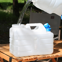 Seau à eau carré d'extérieur de 2 gallons (11 litres) en PE de qualité alimentaire avec robinet et couvercle, conteneur d'eau pour le camping, réservoir d'eau