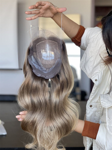 Minipeluca de Diseño de Lujo con Cierre de Encaje de Cabello Humano Virgen Europeo de 8*8 Pulgadas, 130% de Densidad, Sin Pegamento, Color Personalizado, Topper para Mujer - Product Image 2