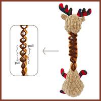 Jouet à mâcher de renne grinçant de Noël pour chien avec jouets de remorqueur en peluche pour animaux de compagnie de printemps