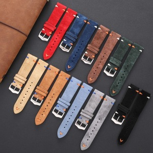 <span class=keywords><strong>Cinturino</strong></span> in <span class=keywords><strong>pelle</strong></span> <span class=keywords><strong>scamosciata</strong></span> fatto a mano 20mm 22mm a sgancio rapido in vera vacchetta <span class=keywords><strong>cinturino</strong></span> morbido Vintage da polso per uomo e donna - Product Image 3