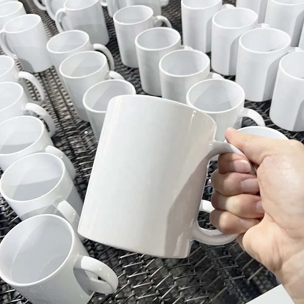 GradeAAA11oz arıtma kupası süblimasyon boş seramik kupa logo baskılı kahve fincanları beyaz süblimasyon kaplama kupalar