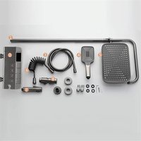 Ensemble de robinet de douche Piano Key Gun Gris Système de douche à affichage numérique Robinet de baignoire en laiton 3 modes Douche à main et pulvérisateur de bidet