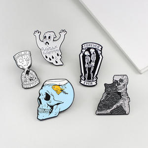Модные панк призрак череп рыбные чаши песочные часы Хэллоуин Ужасы Эмаль Булавка готические булавки брошь - Product Image 5