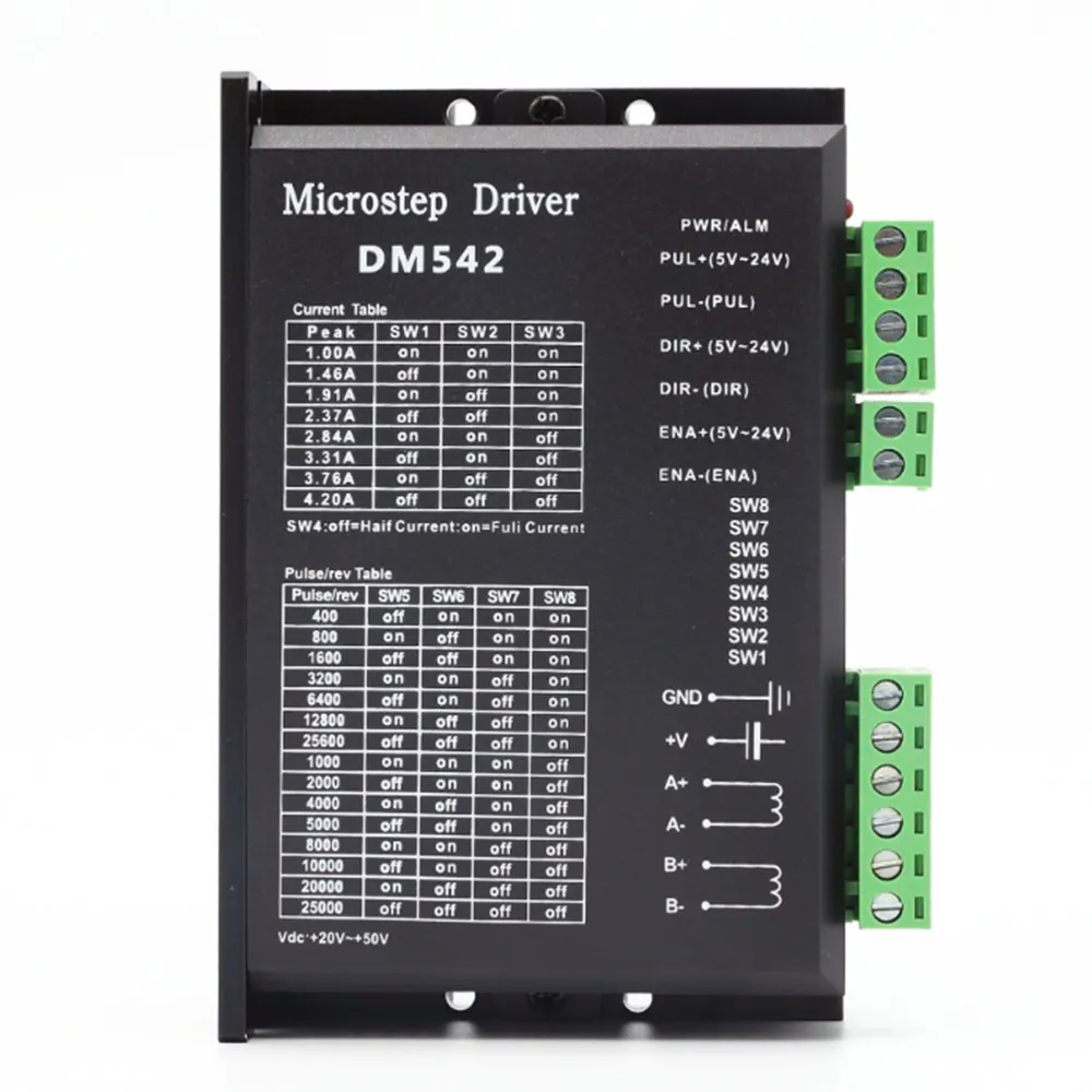 1pc DM542 Stepper Motor Controller 2-phase Digital Stepper Motor Driver 18-48 VDC Max. 4.2A for 57 86 Series Motor