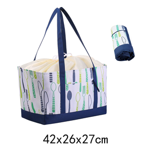 Bolsa de Compras Aislante Grande Estilo Japonés, Bolsa de Picnic Plegable con Cordón de Cierre, de Tela Oxford - Product Image 6